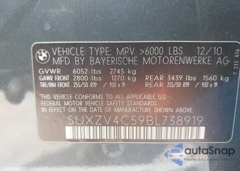 2011 BMW X5 xDrive35I/xDrive35I Premium/xDrive35I Sport Activity from USA, damaged, VIN 5UXZV4C59BL738919